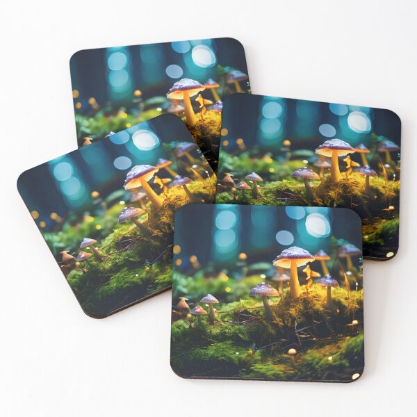 Item preview, Bioluminescent Magic Mushroom Night Forest Design designed and sold by BetweenForms.