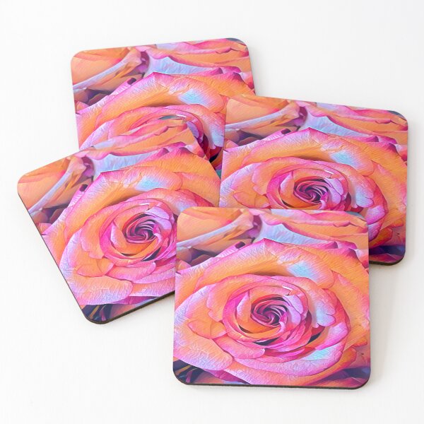 Item preview, Impressionist Sunset Pink and Orange Rose Macro Digital Painting designed and sold by BalkanBloom.