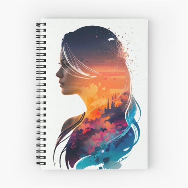 Item preview, Sunset Silhouette Woman Double Exposure Watercolor Art Girl with Little Panda in Snow Winter Illustration designed and sold by Hey! your search is end here.