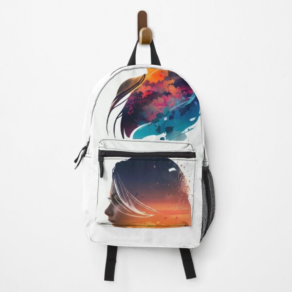 Item preview, Sunset Silhouette Woman Double Exposure Watercolor Art Girl with Little Panda in Snow Winter Illustration designed and sold by Hey! your search is end here.