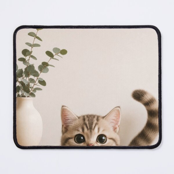 Item preview, Cute Cat Peeking Behind Shelf Minimalist Wall Art designed and sold by dreamybyana.