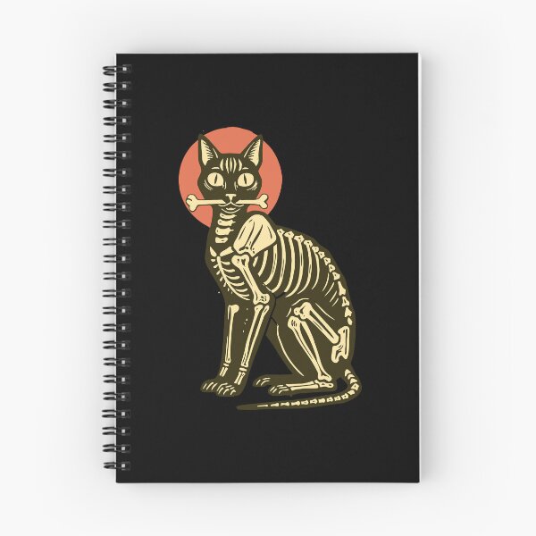 Item preview, Spooky Black Cat Anatomy Skeleton Holding Bone Halloween Art designed and sold by Cipher & Soul.