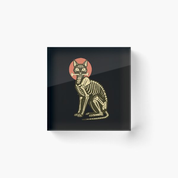 Item preview, Spooky Black Cat Anatomy Skeleton Holding Bone Halloween Art designed and sold by Cipher & Soul.