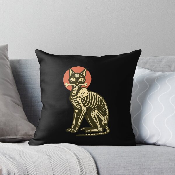Item preview, Spooky Black Cat Anatomy Skeleton Holding Bone Halloween Art designed and sold by Cipher & Soul.