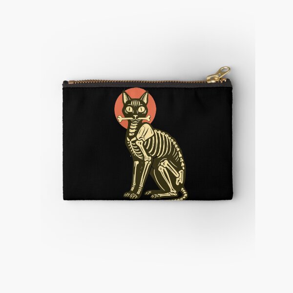 Item preview, Spooky Black Cat Anatomy Skeleton Holding Bone Halloween Art designed and sold by Cipher & Soul.