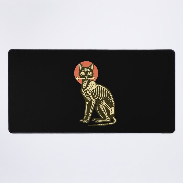 Item preview, Spooky Black Cat Anatomy Skeleton Holding Bone Halloween Art designed and sold by Cipher & Soul.