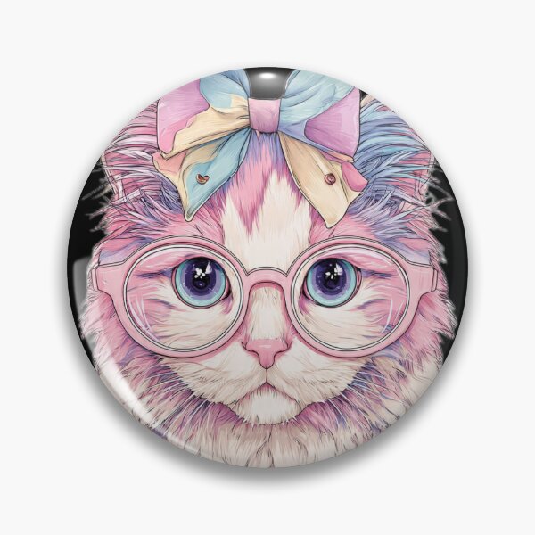 Item preview, Cute Pastel Cat with Glasses and Flowers designed and sold by Moody Vibes Studio.