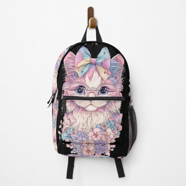 Item preview, Cute Pastel Cat with Glasses and Flowers designed and sold by Moody Vibes Studio.