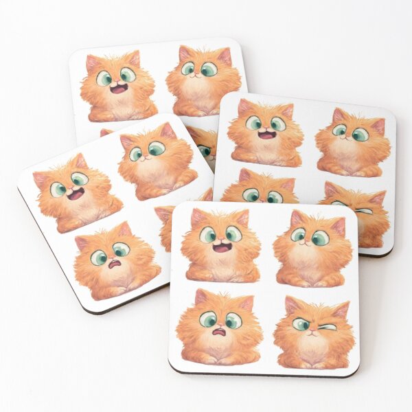 Item preview, Cute Fluffy Ginger Cat Expressions designed and sold by Luna's World - Moody Vibes Studio.