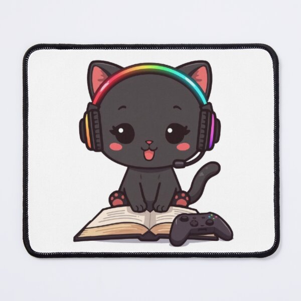 Item preview, Kawaii Study Cat Gamer Gift | Cute Black Kitten Gaming Sticker designed and sold by Stylestickers55.
