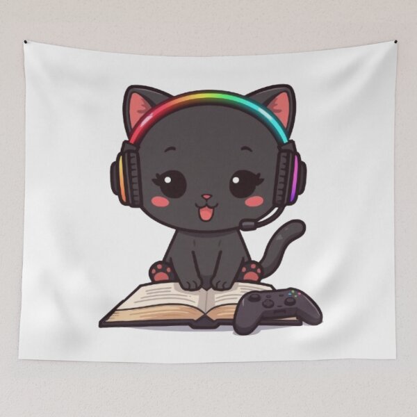 Item preview, Kawaii Study Cat Gamer Gift | Cute Black Kitten Gaming Sticker designed and sold by Stylestickers55.