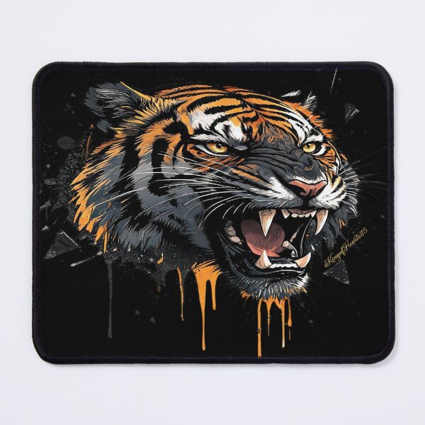 Item preview, Snarling Tiger Fangs Ink Splatter Art designed and sold by KingofHearts25.
