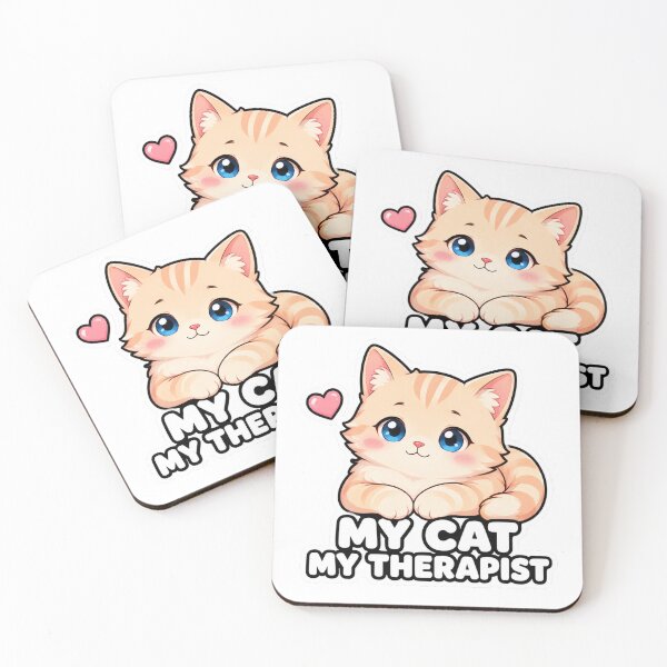 Item preview, My Cat My Therapist Cute Kawaii Cat Meme Sticker designed and sold by MoodyMeows.