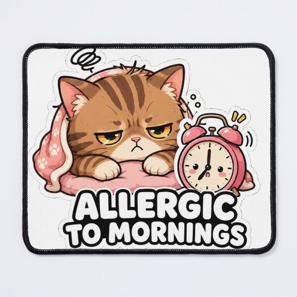 Item preview, Allergic To Mornings Funny Grumpy Cat Meme Sticker designed and sold by MoodyMeows.