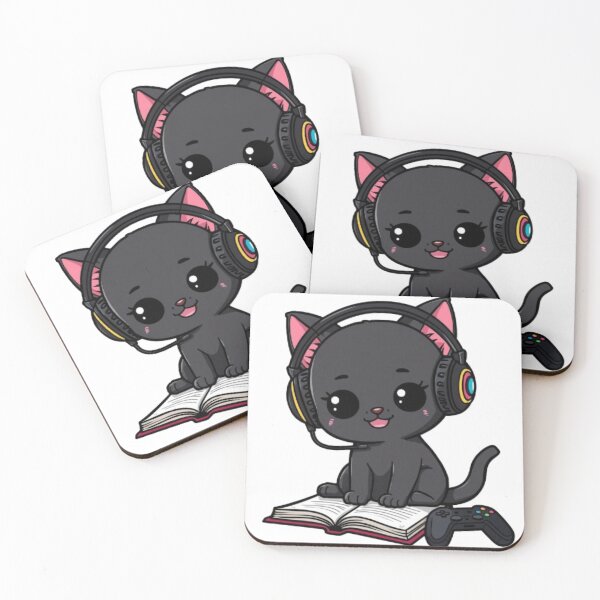 Item preview, Cute Gamer Cat Studying | Kawaii Black Kitten Sticker designed and sold by Stylestickers55.