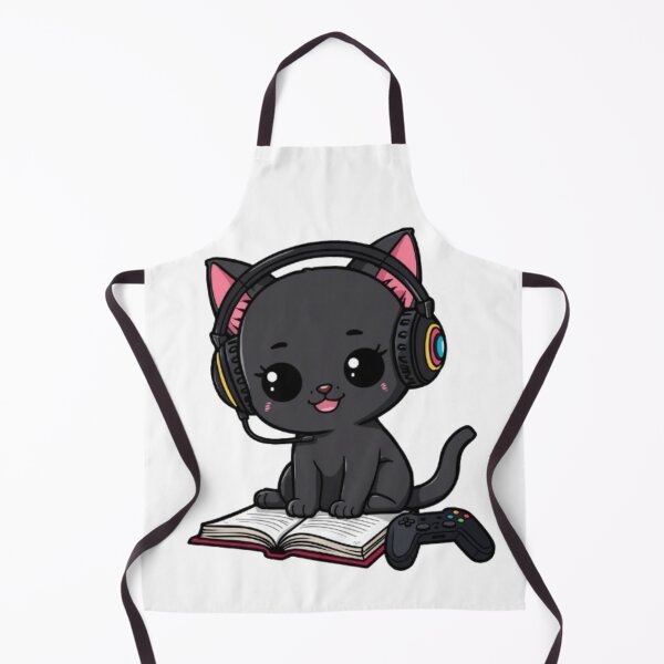 Item preview, Cute Gamer Cat Studying | Kawaii Black Kitten Sticker designed and sold by Stylestickers55.