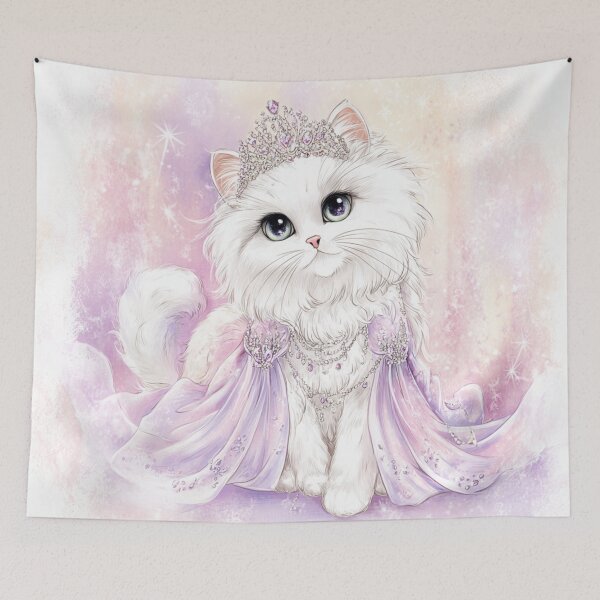 Item preview, Elegant, regal white fluffy cat with a tiara designed and sold by dcrc.