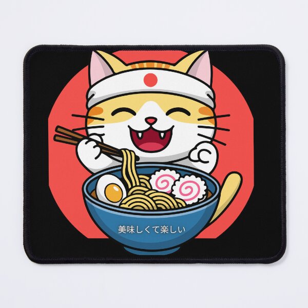 Item preview, A cute cat eating ramen noodles designed and sold by BoldcreationsM.