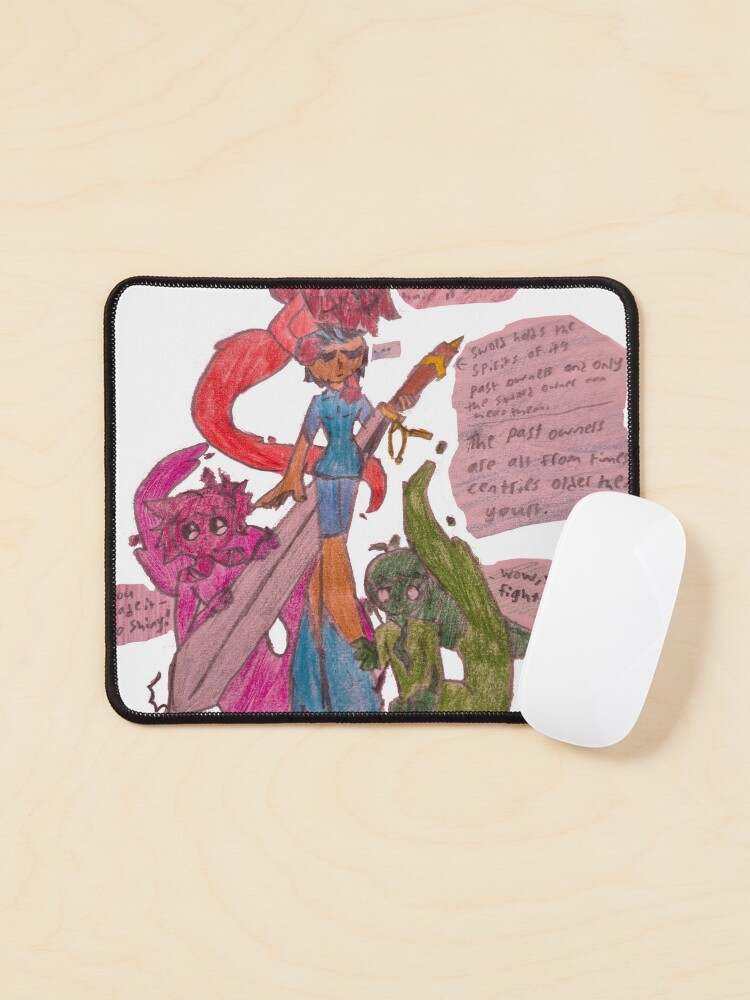 Thumbnail 1 of 5, Mouse Pad, 3 ghosts, one sword designed and sold by RadiatedSkull.