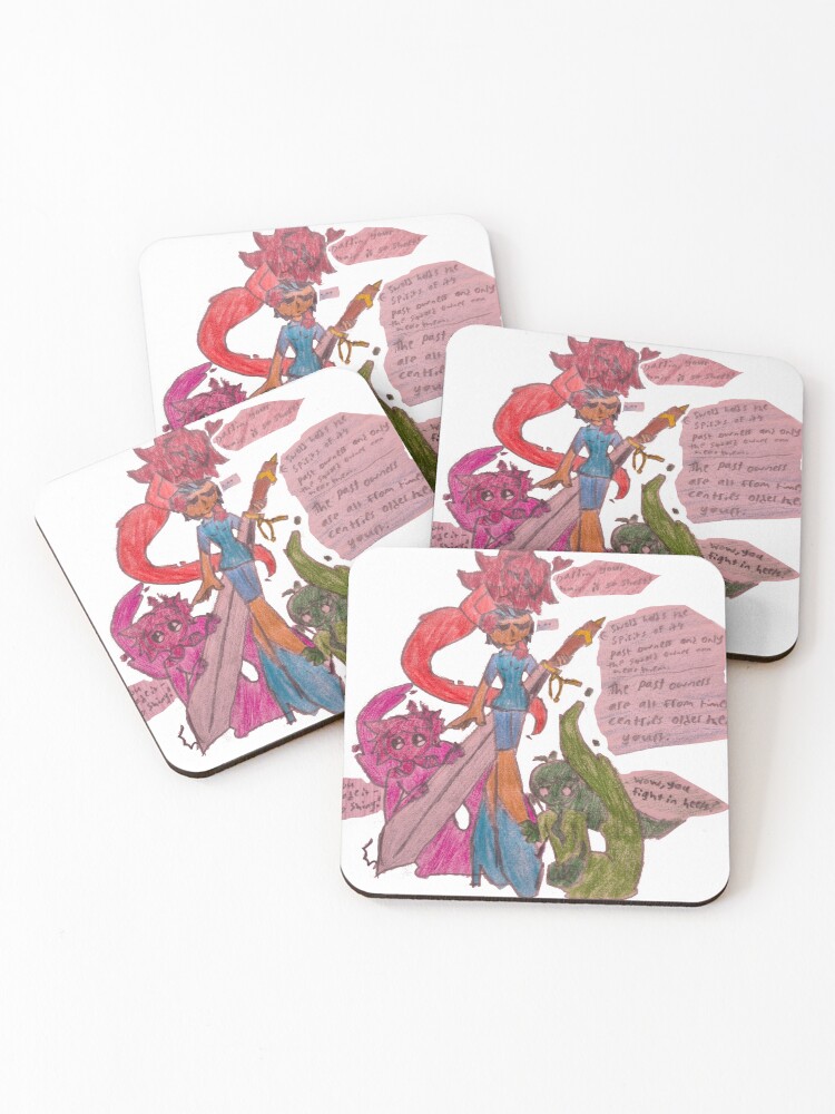 Thumbnail 1 of 5, Coasters (Set of 4), 3 ghosts, one sword designed and sold by RadiatedSkull.