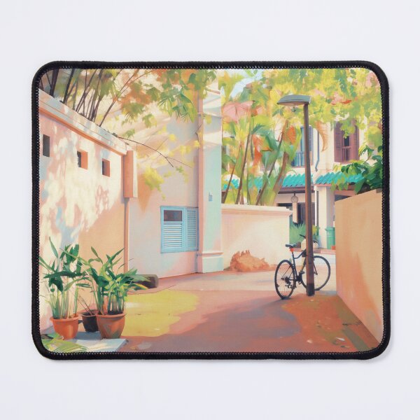 Item preview, Bicycle sunlight dappled lane illustration designed and sold by - Designspace -.