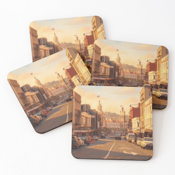 Item preview, City street scene golden hour sunset light designed and sold by - Designspace -.