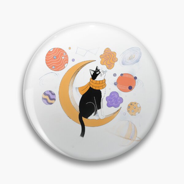 Item preview, Tuxedo Cat on Crescent Moon in Whimsical Space designed and sold by DariaOltes.