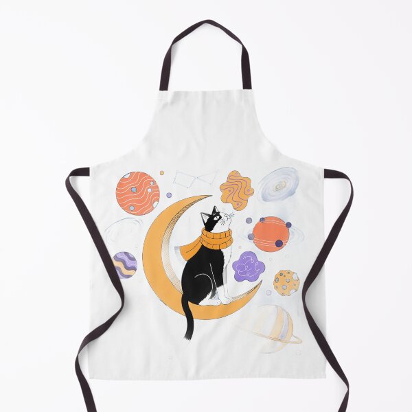 Item preview, Tuxedo Cat on Crescent Moon in Whimsical Space designed and sold by DariaOltes.