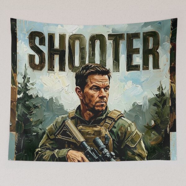 Item preview, Shooter Retro Military Action Thriller Tribute Art Movie Poster designed and sold by Art's Diner.