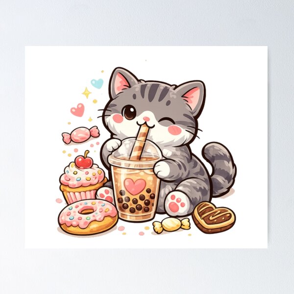 Item preview, Cute Kawaii Cat Boba Tea Shirt – Bubble Tea Cat Lover Gift – Adorable Kitten Tee designed and sold by Creativedes786.