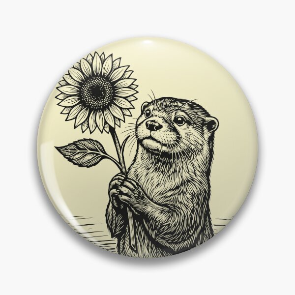 Item preview, Otter Sunflower Linocut Cute Animal Lover Nature  designed and sold by Y-Vibes.