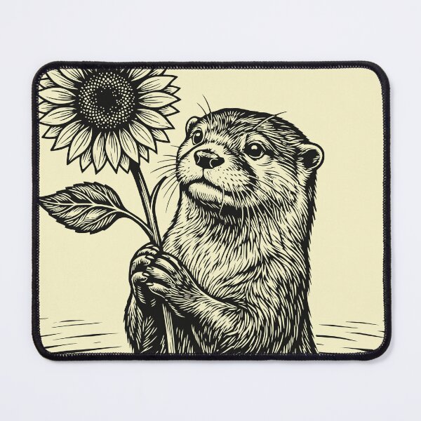 Item preview, Otter Sunflower Linocut Cute Animal Lover Nature  designed and sold by Y-Vibes.