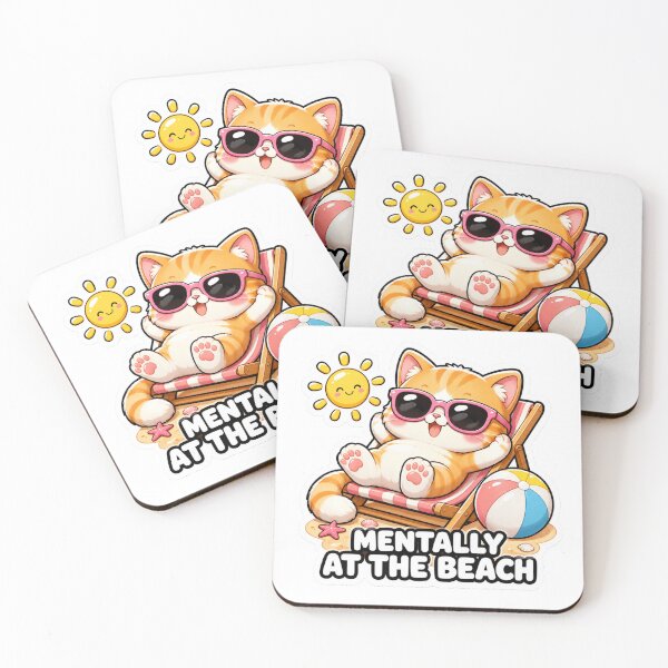 Item preview, Mentally At The Beach Funny Cat Meme Sticker designed and sold by MoodyMeows.