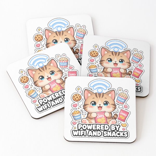 Item preview, Powered By Wifi And Snacks Funny Cat Meme Sticker designed and sold by MoodyMeows.