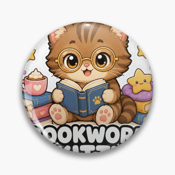 Artikelvorschau, Bookworm Kitty Cute Kawaii Reading Cat Sticker entworfen und verkauft von MoodyMeows.