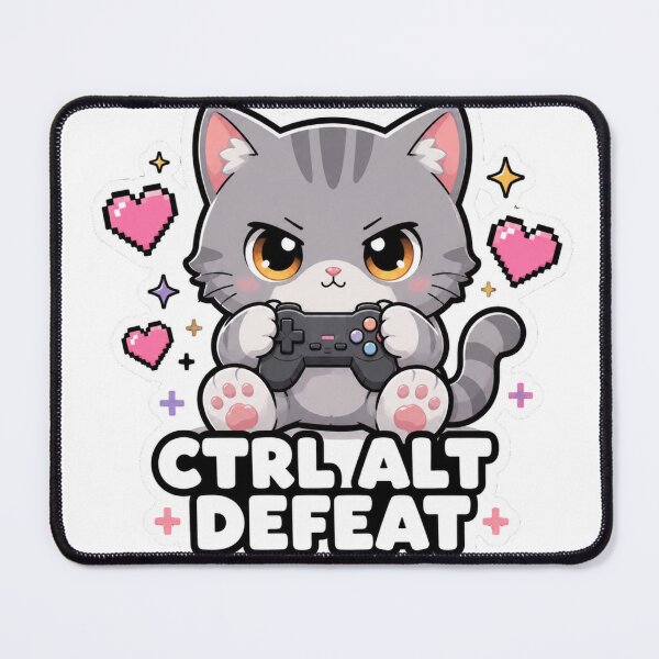 Item preview, Ctrl Alt Defeat Funny Gamer Cat Meme Sticker designed and sold by MoodyMeows.