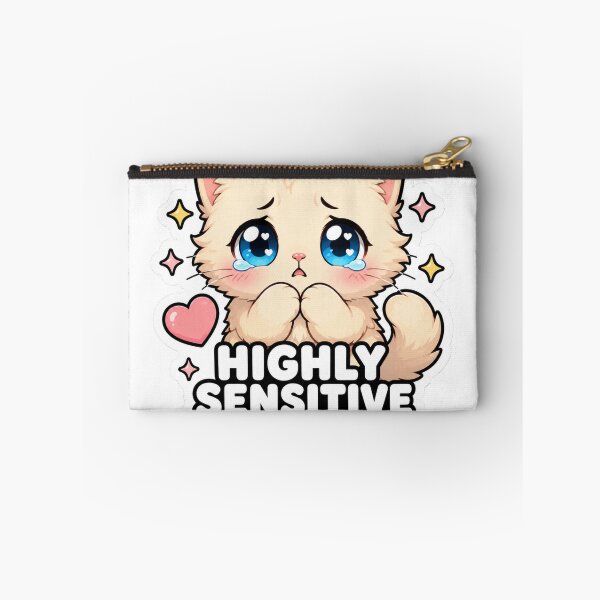 Item preview, Highly Sensitive Kitty Funny Cute Cat Meme Sticker designed and sold by MoodyMeows.