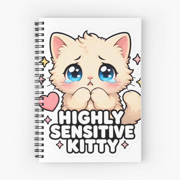 Item preview, Highly Sensitive Kitty Funny Cute Cat Meme Sticker designed and sold by MoodyMeows.