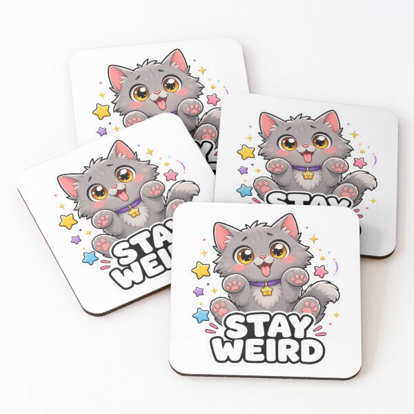 Item preview, Stay Weird Cute Kawaii Cat Meme Stickers designed and sold by MoodyMeows.