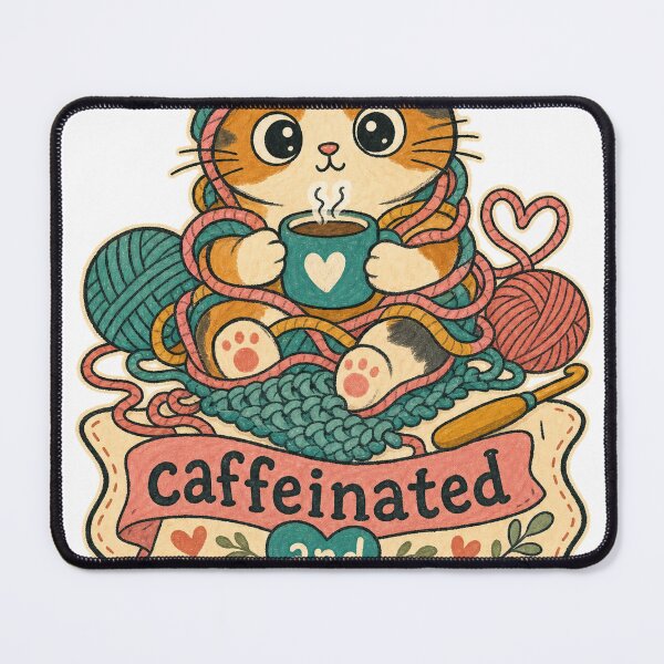 Item preview, Caffeinated and Crocheting Cat designed and sold by VisualArtsOasis.