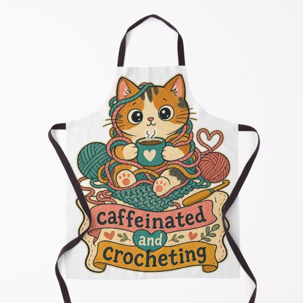 Item preview, Caffeinated and Crocheting Cat designed and sold by VisualArtsOasis.