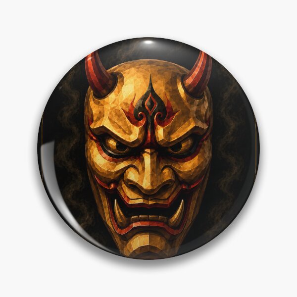Item preview, Golden Oni Mask Japanese Demon Low Poly Art designed and sold by bellaever.