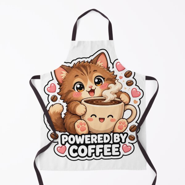 Item preview, Powered By Coffee Cute Kawaii Cat Coffee Lover designed and sold by MoodyMeows.