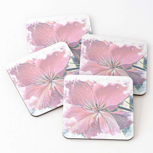 Item preview, Vintage Pastel Pink Geranium Flower Watercolor Art designed and sold by BalkanBloom.