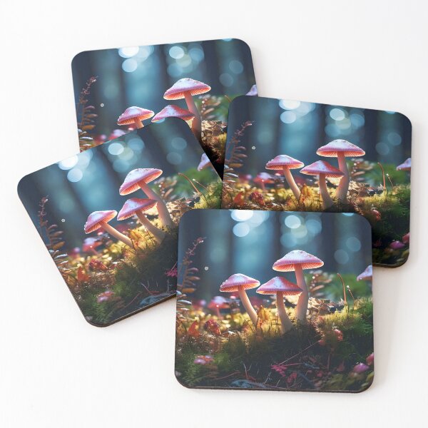 Item preview, Bioluminescent Magic Mushroom Night Forest Design designed and sold by BetweenForms.
