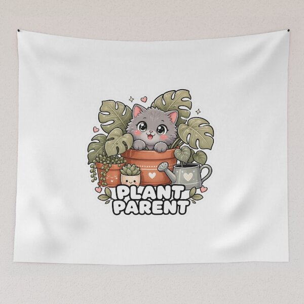 Artikelvorschau, Plant Parent Cute Kawaii Cat Houseplants Sticker entworfen und verkauft von MoodyMeows.