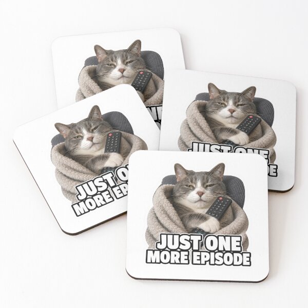 Item preview, Just One More Episode Funny Lazy Cat Meme TV designed and sold by MoodyMeows.