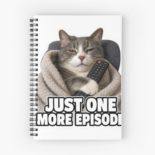Item preview, Just One More Episode Funny Lazy Cat Meme TV designed and sold by MoodyMeows.