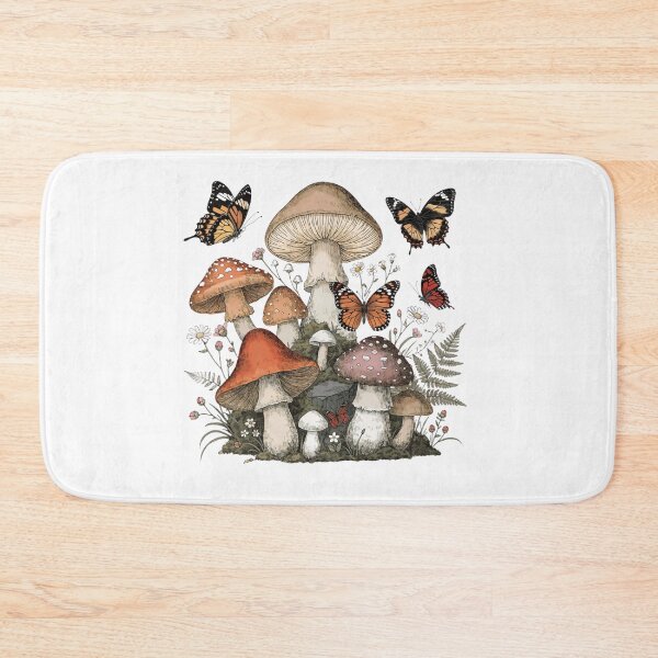 Item preview, Woodland Mushrooms and Monarch Butterflies Botanical Illustration designed and sold by DariaOltes.