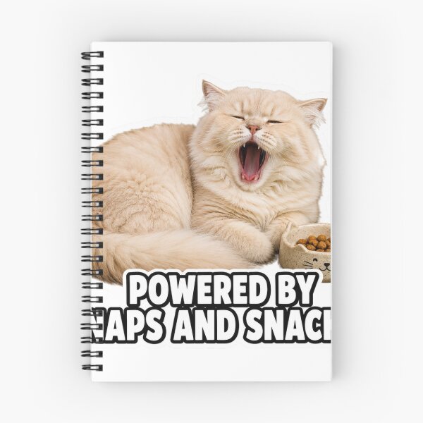 Item preview, Powered By Naps And Snacks Funny Lazy Cat Meme designed and sold by MoodyMeows.